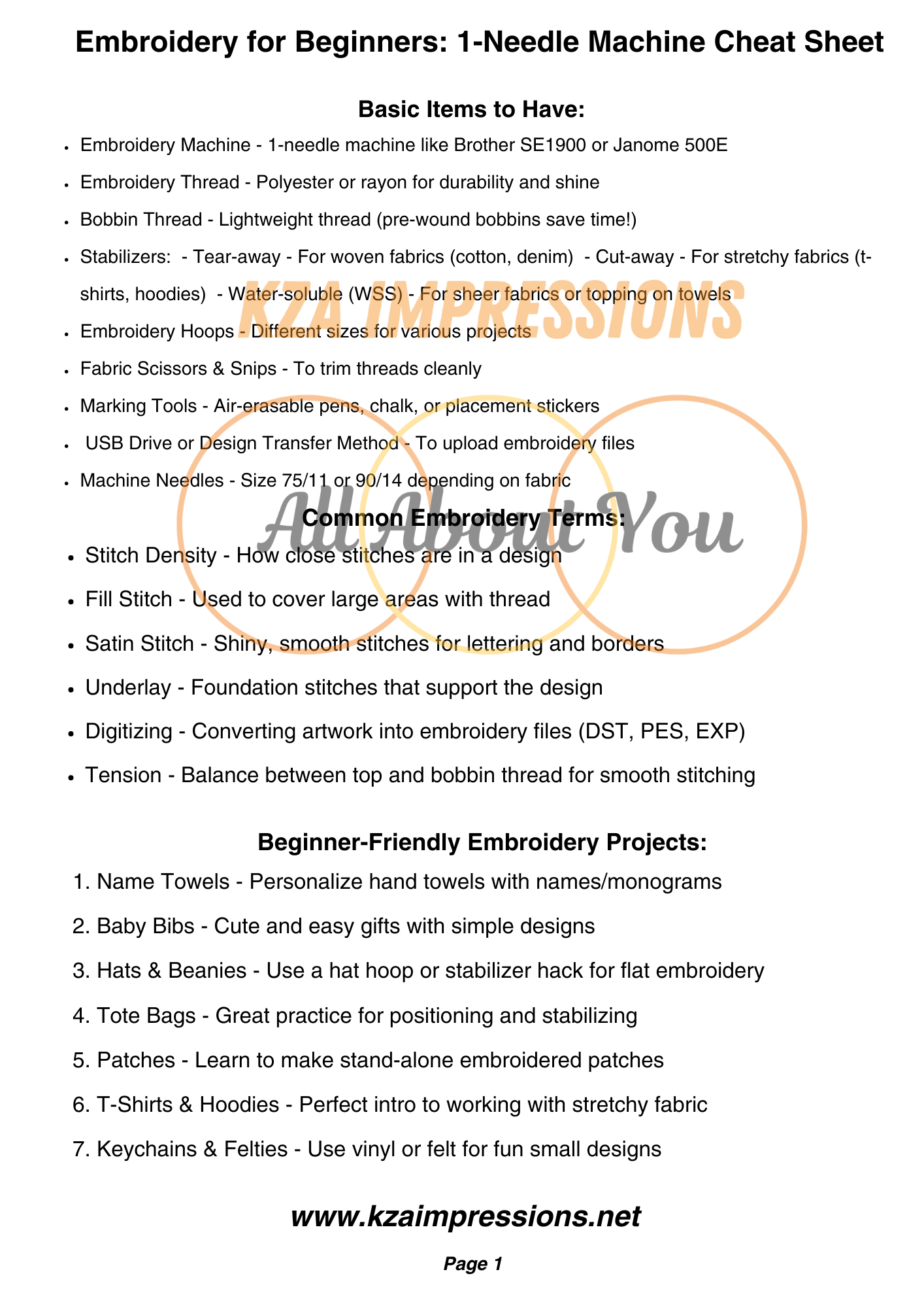 Beginning Embroidery Cheat Sheet