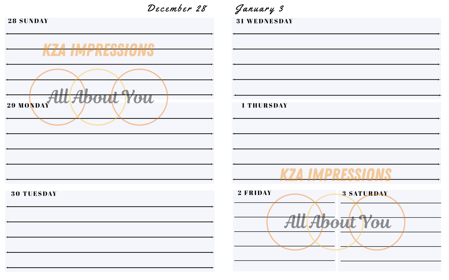 2026 Printable Calendar with Notes - 8x5 Instant Download